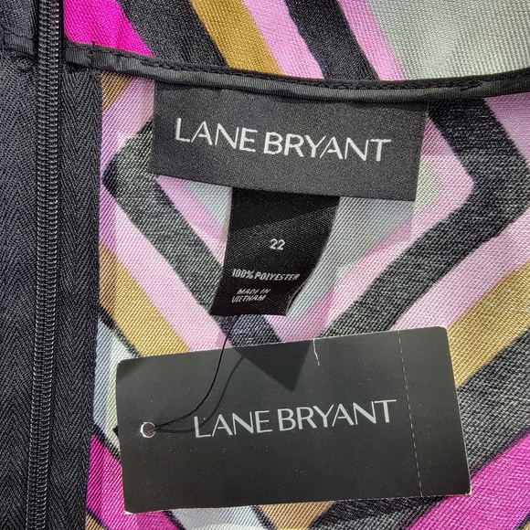 NWT Lane Bryant A Line Geometric Print Skirt Pockets Pink Black Retro Size 22 - Picture 7 of 11